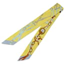 Hermès Yellow Brides de Gala Applique Pique Silk Twilly Scarf