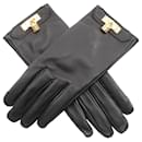 Hermes Kelly Gloves - Women's Black Leather Short Gloves - Hermès