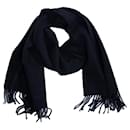 Hermes, black cashmere scarf with fringes - Hermès