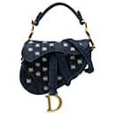 Dior Blue Micro Denim Embroidered Saddle Bag