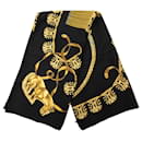 Hermès Black Les Cavaliers d Or Silk Scarf