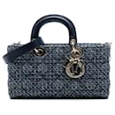 Dior Blue Medium Tweed Cannage Lady D Joy