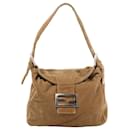 Sac à bandoulière FENDI Baguette à double rabat en velours côtelé camel 26426 - Fendi