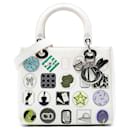 Dior White Medium Calfskin Patch Embellished Lady Dior