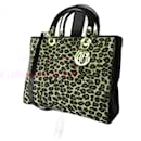 Dior Lady Dior handbag in patent leather and faux leopard fur