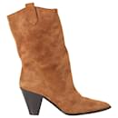 Aquazzura Boogie Cowboy Ankle Boots in Brown Suede