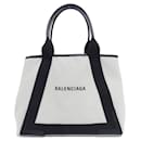 Balenciaga Navy Cabas Canvas Calf Shoulder Bag