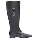 LOUIS VUITTON Mini Lin black monogram canvas saure toe riding boots EU37.5 - Louis Vuitton