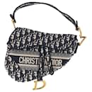 Dior Oblique Dior Saddle Bag in Navy Blue Canvas