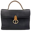 Christian Dior Leather Handbag Black Brown