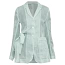 CECILIE BAHNSEN Fisola mint green cotton sheer bow tie waist blazer UK8 S - Autre Marque
