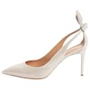 Shimmery beige bow-tie pumps - size UK 8 - Aquazzura