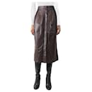 Brown leather button-down skirt - size UK 6 - Autre Marque