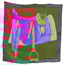 Hermès Selle d'Officier en Grande Tenue Scarf in Red Silk