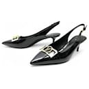 LOUIS VUITTON INSIDER SLINGBACK SHOES 1A66C0 BLACK PATENT LEATHER LV LOGO - Louis Vuitton
