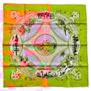 Hermès Carré 90 – "Peul Horsemen" – Twill Silk – Orange, Beige & Sky – New with box and ribbon