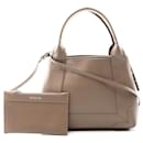 Balenciaga Navy Cabas XS Leather Handbag Brown