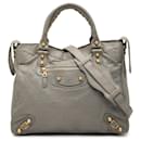 Balenciaga Gray Lambskin Motocross Velo Giant 12 Satchel