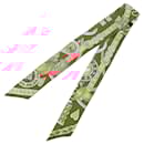 Hermès Red Harnais De Cour Silk Twilly Scarf