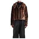 Brown cropped faux fur jacket - size UK 8 - Autre Marque