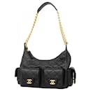 Chanel Matelasse Chain Shoulder Bag in Black Lambskin
