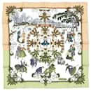 Beige Joies d’Hiver silk scarf - Hermès