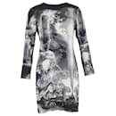 Alexander Mcqueen Storm-Print Mini Dress in Black and White Silk