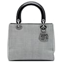Dior Gray Medium Canvas Houndstooth Lady Dior