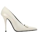 Saint Laurent Kayla 110 Pointed Pumps in White Lamb Leather