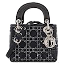 DIOR - Lady Dior Mini Shoulder Bag in Midnight Blue Satin and Rhinestones