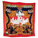 HERMÈS - Carré 90 Le Paradis Du Roy Hermès en soie rouge