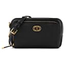 DIOR - Caro Double Pouch Shoulder Bag in Black Grained Leather - Dior