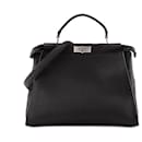 FENDI - Peekaboo Fendi Black Grained Leather Handbag