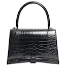 Black Hourglass croc-embossed leather 2way bag - Balenciaga