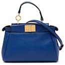 Fendi Blue Micro Shiny Nappa Peekaboo Iconic Satchel
