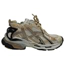 Balenciaga Runner Sneakers in Beige and Black Polyurethane
