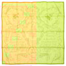 Hermès Carré 90 "L'ART D'ECRIRE" Silk handkerchief in Yellow