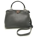 Fendi Mini Peekaboo 8BN244 Handbag in Gray Leather