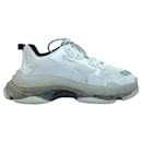  Balenciaga Triple S Clear Sole Sneakers in White Polyester