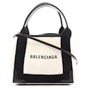 Balenciaga Canvas Leather Navy Cabas XS Handbag