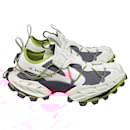 Balenciaga Distressed Hike Sneakers in White Polyurethane 