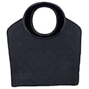 Christian Vintage Black Cannage Quilted Fabric Tote Bag - Dior