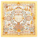 Yellow Decoupages plisse silk scarf - Hermès
