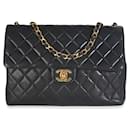Chanel Vintage 24K Black Quilted Lambskin Jumbo Single Flap Bag