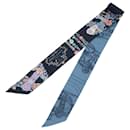 Hermès Blue Brides de Gala en Fleurs Silk Twilly Scarf