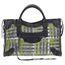 Balenciaga City Classic Studs Bag Woven Crocodile Embossed Leather Medium