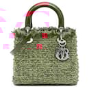 Dior Red Medium Tweed Fringe Rhinestone Lady Dior