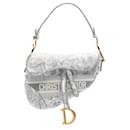 Dior Gray Canvas Embroidered Toile de Jouy Saddle Bag
