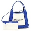 Balenciaga Canvas Leather Navy Cabas XS Handbag
