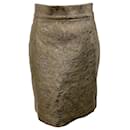 Susan Bender Gold Metallic Leather Jacquard Skirt - Autre Marque